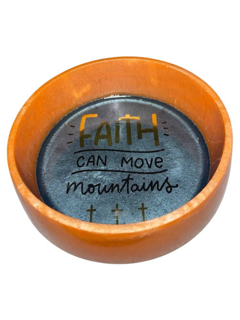 NORE’S NOVELTIES Handcrafted Serving/ Decor Bowl “FAITH CAN MOVE MOUNTAINS”